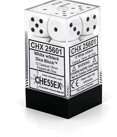 Dobbelstenen D6 (16mm) Opaque White/Black