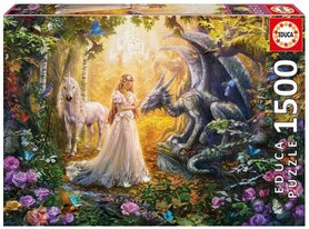 Dragon, princess and unicorn - Puzzel (1500)