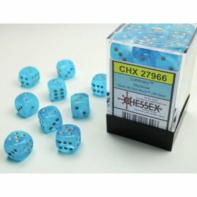 Dobbelstenen D6 (12mm) Luminary Sky/Silver