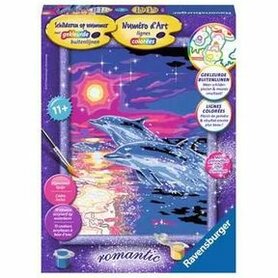 Schilderen op nummer: Dolfijnen bij Zonsondergang