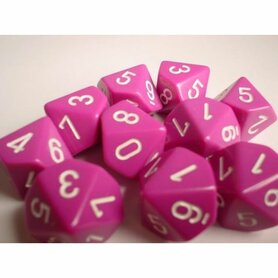 Dobbelstenen D10 Opaque Light Purple/White