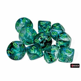 Dobbelstenen D10 - Borealis Luminary Kelp-Light/Green – Chessex