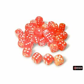 Dobbelstenen D6 (12mm) - Festive Luminary Dahlia/White (36x) - Chessex