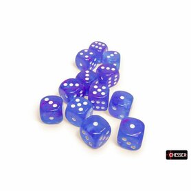 Dobbelstenen D6 (16mm) - Nebula Luminary Aura/White (12x) - Chessex