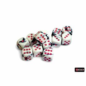 Dobbelstenen D6 (16mm) - Gemini Black-White/Pink (12x) - Chessex
