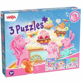 Eenhoorn Flonkerglans: 3 Puzzels (3+) – Puzzelset – HABA
