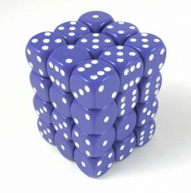 Dobbelstenen Opaque Purple/White - D6 - 12mm - 36 stuks