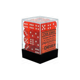 Dobbelstenen Translucent Orange/White - D6 - 12mm - 36 stuks