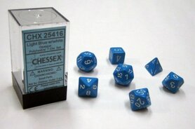 Dobbelstenen Opaque  Light Blue/White Polydice (7 stuks)
