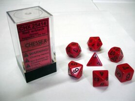Dobbelstenen Opaque Red/Black Polydice (7 stuks)