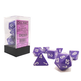 Dobbelstenen Opaque Purple/White Polydice (7 stuks)