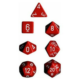 Dobbelstenen Opaque Red/White Polydice (7 stuks)