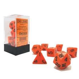 Dobbelstenen Opaque Orange/Black Polydice (7 stuks)