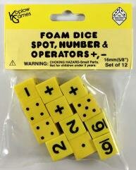 Foam Reken Dobbelstenen Plus/Min 1-6 (12 stuks)
