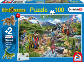 In het rijk van de Dinosauriers - Puzzel (100) [+ 2 GRATIS SCHLEICH MINIATUREN]