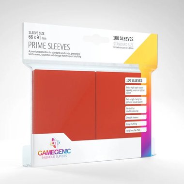 Gamegenic Prime Sleeves: Standard Size Red (66x91mm) - 100x