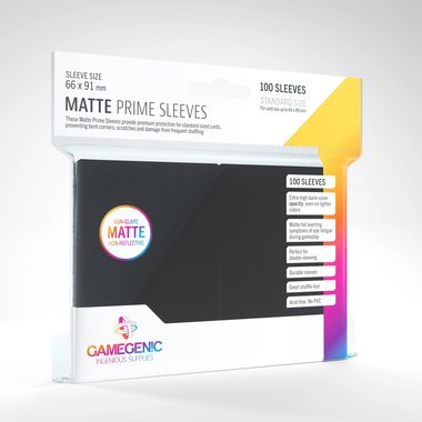Gamegenic Matte Prime Sleeves: Standard Size Black (66x91mm) - 100x