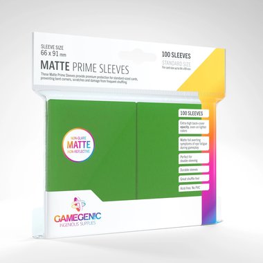 Gamegenic Matte Prime Sleeves: Standard Size Green (66x91mm) - 100x