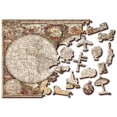 Antique World Map - Houten Puzzel Wooden City (600)