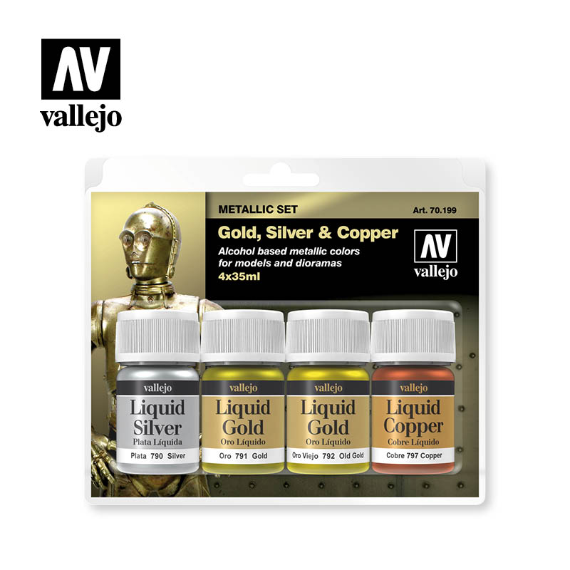 Afbeelding van het spel Metallic Set: Gold, Silver&Copper (Vallejo)