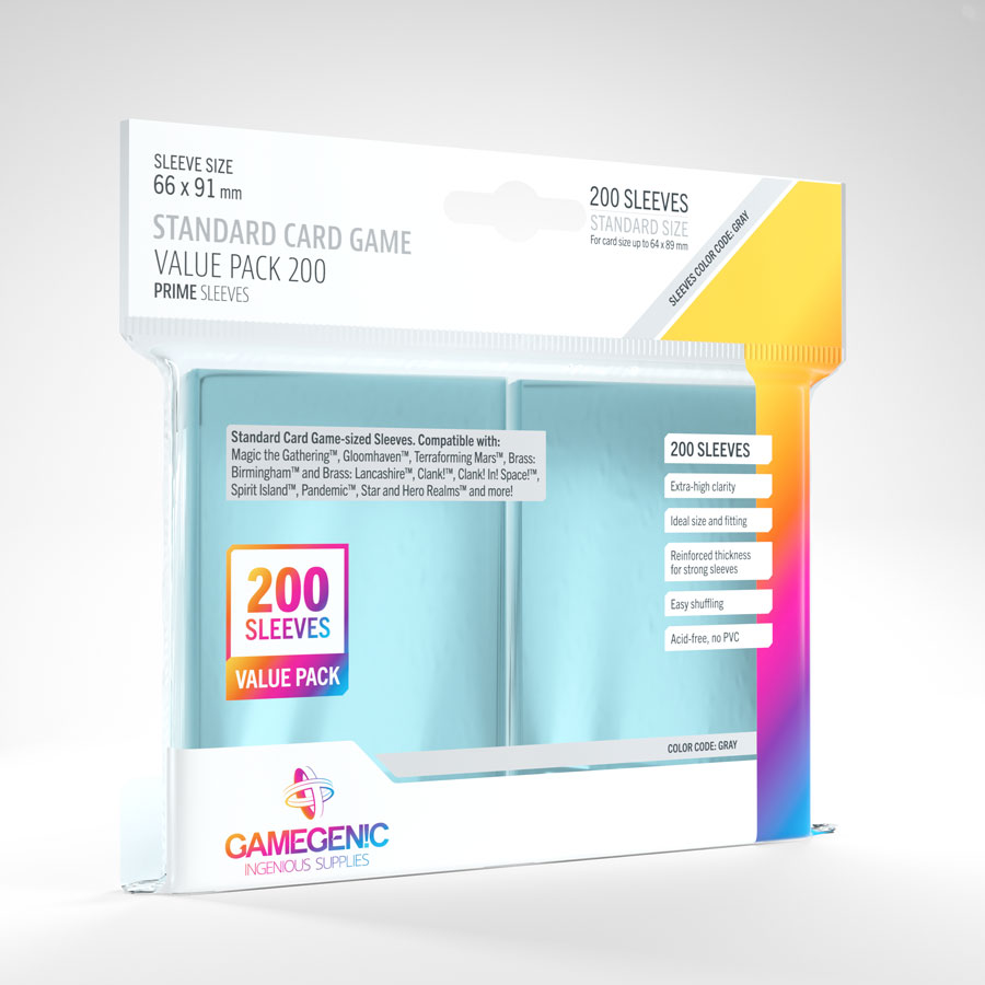 Afbeelding van het spelletje Gamegenic Prime Sleeves: Standard Card Game Value Pack (66x91mm) - 200