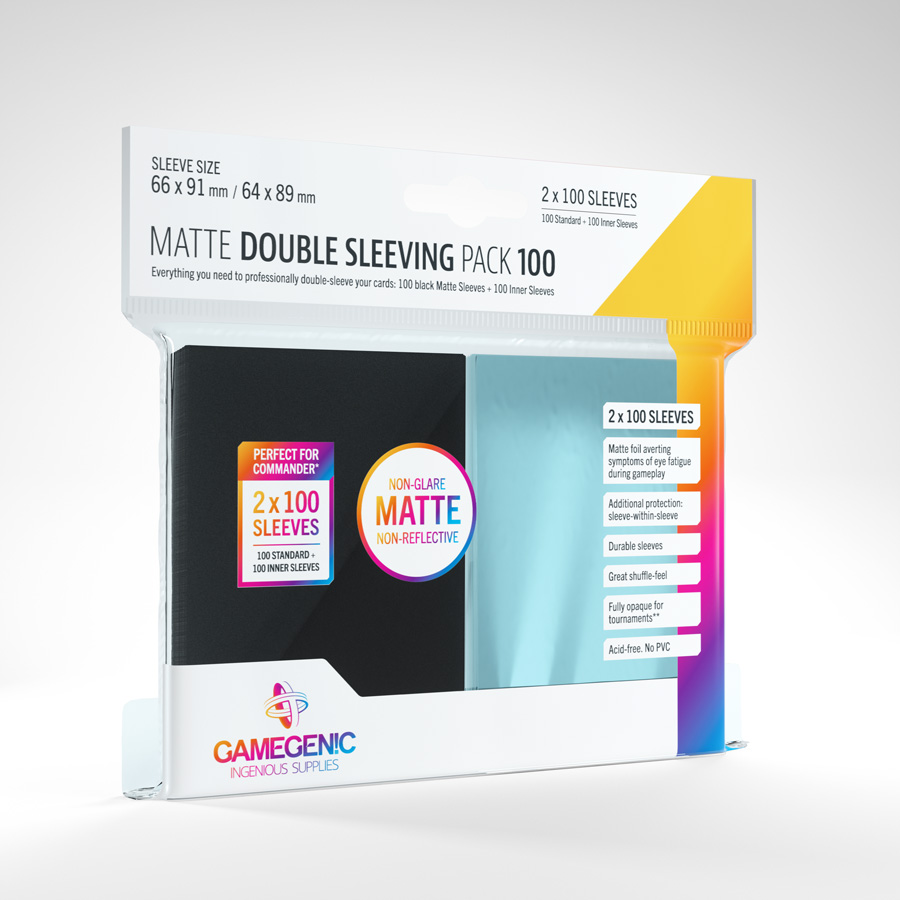 Afbeelding van het spelletje Gamegenic Matte Double Sleeving (66x91mm/64x89mm) - 2x100