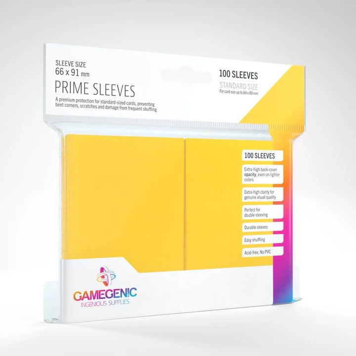 Afbeelding van het spelletje Gamegenic Prime Sleeves: Standard Size Yellow (66x91mm) - 100x