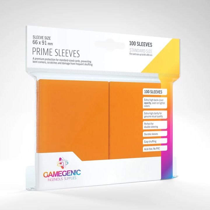 Afbeelding van het spelletje Gamegenic Prime Sleeves: Standard Size Orange (66x91mm) - 100x