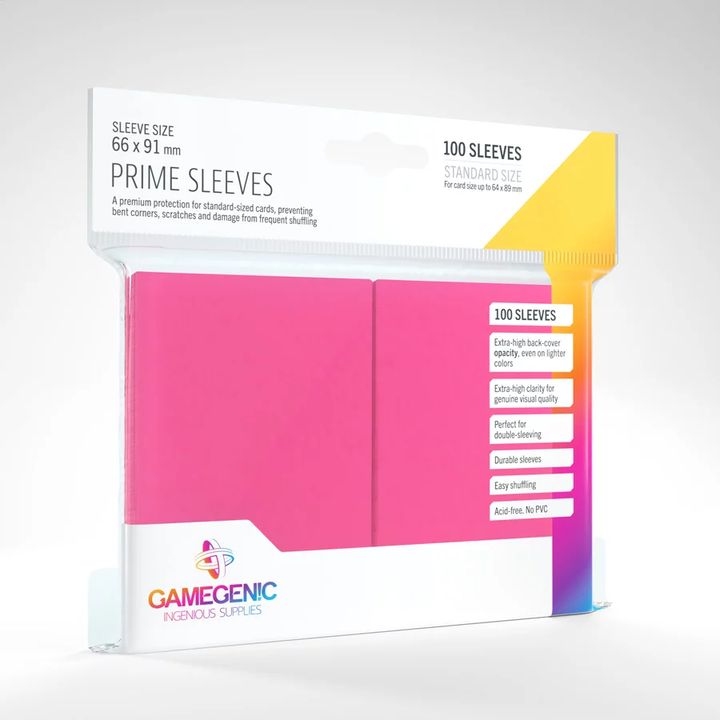 Afbeelding van het spelletje Gamegenic Prime Sleeves: Standard Size Pink (66x91mm) - 100x