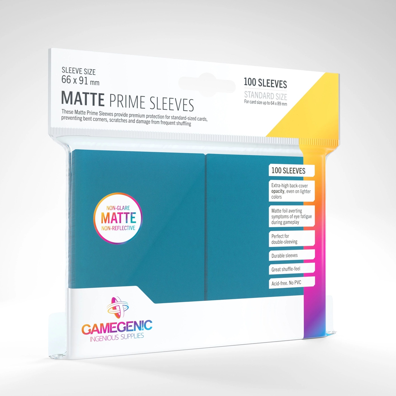 Afbeelding van het spelletje Gamegenic Matte Prime Sleeves: Standard Size Blue (66x91mm) - 100x