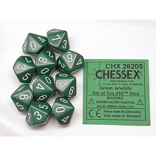 Afbeelding van het spel Dobbelstenen D10 Opaque Green/White