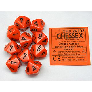 Afbeelding van het spelletje Dobbelstenen D10 Opaque Orange/Black