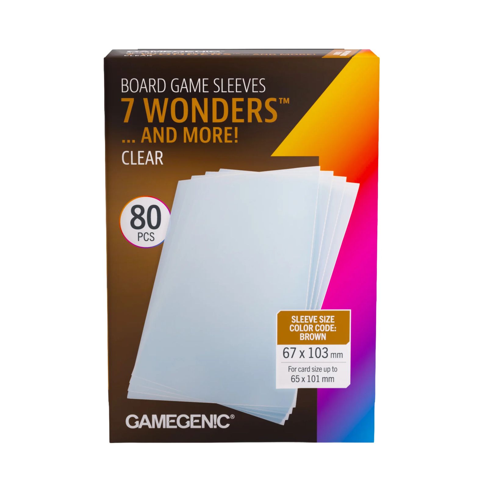 Gamegenic Board Game Sleeves (80) Clear 7 Wonders Size (67x103mm) – Kaarthoesjes – Gamegenic afbeelding